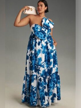 Anthropologie Atsu Sally Bow MAXI Dress Sz XSP EVENT PARTY WEDDING SHOWER FLORAL